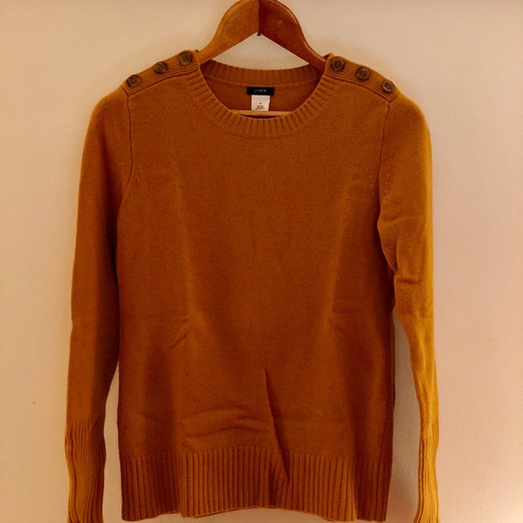 J. Crew Mustard Sweater with Horn Button Detail - Picture 2 of 2